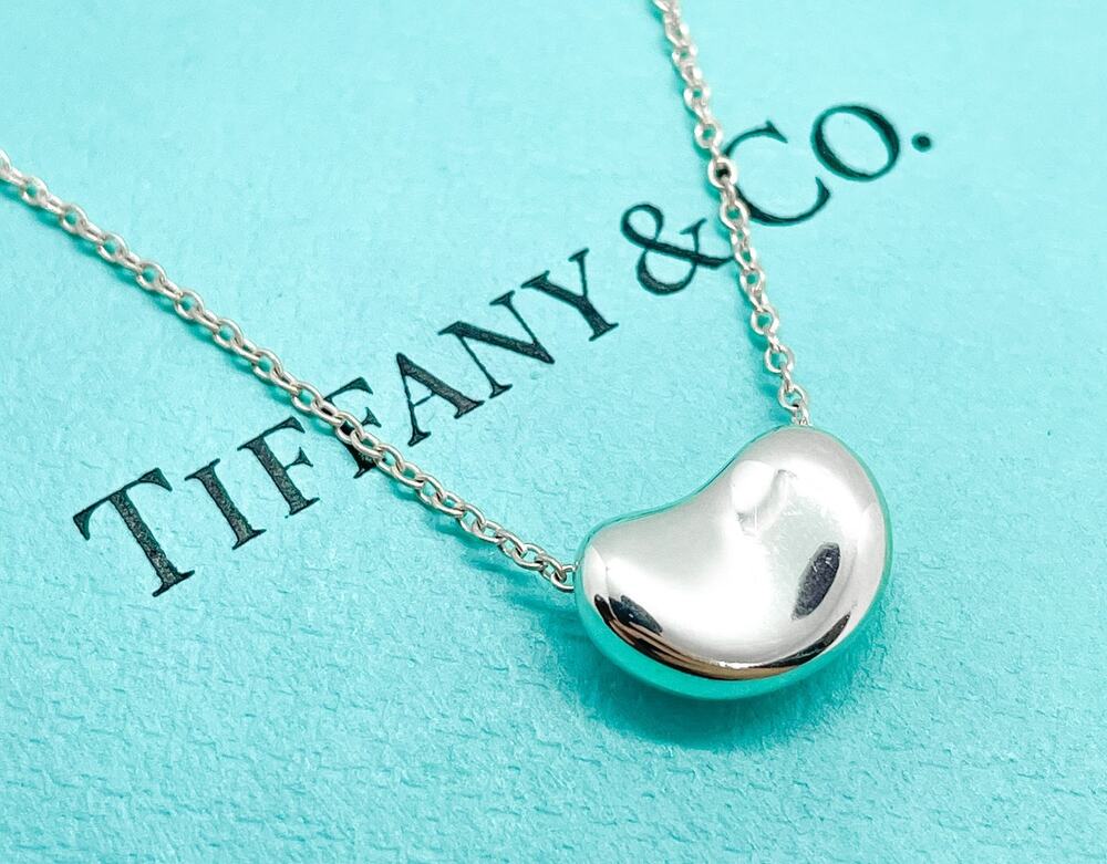 Tiffany & Co. Vintage Elsa Peretti Bean Pendant Necklace Sterling Silver 16" Box